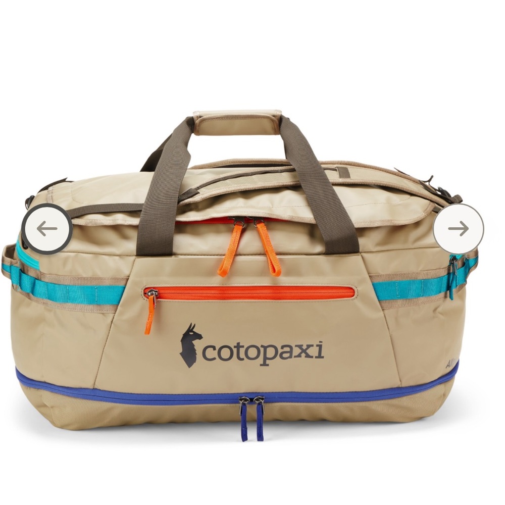 Cotopaxi 
Allpa Duo 70 L Duffel Bag Color: Desert